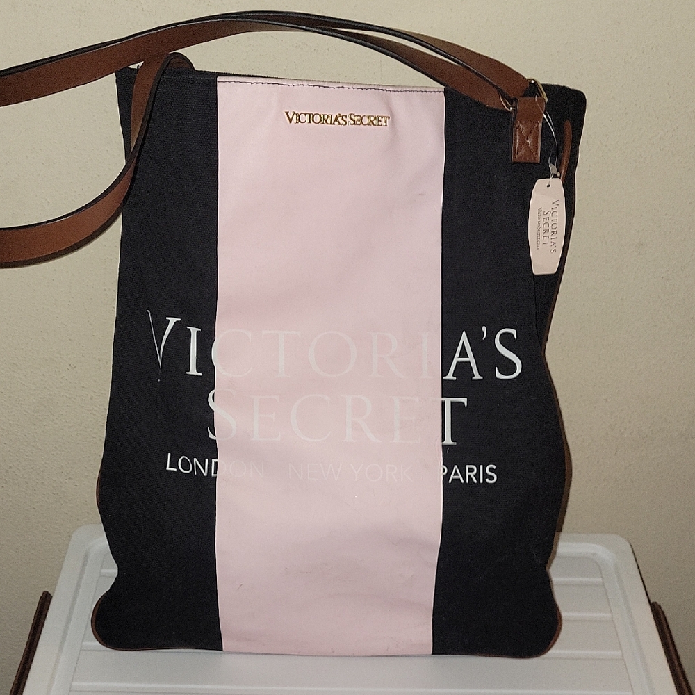 Victoria's Secret Black and Light Pink Tote